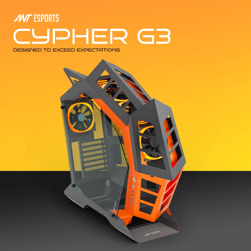 Ant Esports Gaming Cabinet Cypher G3 Black-Orange view 4